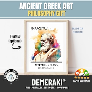 History Teacher Gift Poster, Heraclitus Quote Art Print, Stoic Philosophy Wall Art, Ancient Greek Wisdom, Greece Decor, Mentor Appreciation