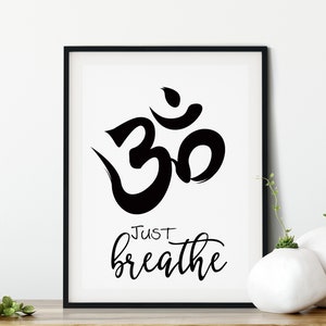 Arte da parete Om, stampa da parete Breathe, arte da parete Yoga, Namaste, decorazione per studio di yoga, stampa Breathe Yoga, amanti dello yoga, arte da parete Buddha