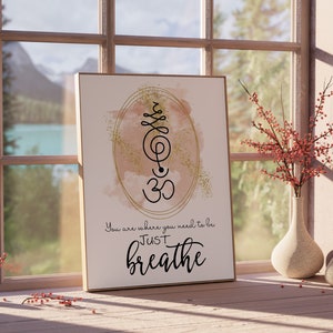 Motivational Yoga Quote Wall Decor, Yoga Art Print, Inspirational Wall Art, Namaste, Yoga Studio Decor, Breathe Yoga Print, Buddha Wall Art
