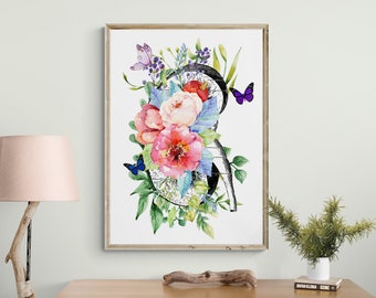 Kidney Floral Art Print, Medical Art Print, Human Anatomy Poster, Doctor Office Decor, Medical Student Gift, Anatomical Art and Flowers
