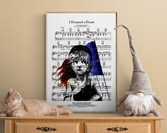 Les Miserables Gift Print, Book Lover Gift, Mothers Day, Music Teacher Gift, Bookish Poster, Le Mis Print, Music Sheet Art, Literary Gifts