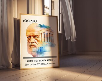 Socrates Quote Poster, Philosophy Art Gift, Stoic Wall Art, Ancient Greek Wisdom, Greece Wall Decor Print, Mentor Teacher Appreciation Gift