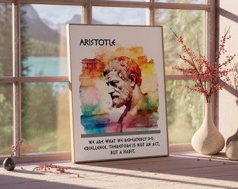 Esoteric Wall Decor, Aristotle Quote Poster, Philosophy Art Gift, Stoic Wall Art, Ancient Greek Wisdom, Greece Wall Decor Print, Mentor Gift