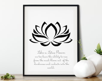 Impression d'art fleur de lotus, art mural yoga, art mural Bouddha, affiche de yoga, art de la méditation, cadeau spirituel, décoration de studio de yoga, art mural Om, Namaste