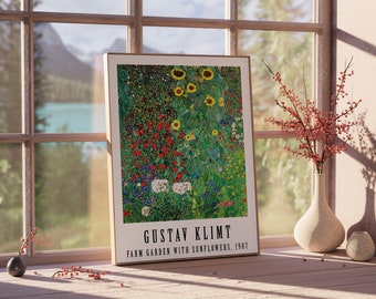 Klimt Print, Cottage Garden Art, Art Nouveau Print, Botanical Poster, Vintage Floral, Digital Exhibition Poster, Printable Wall Art