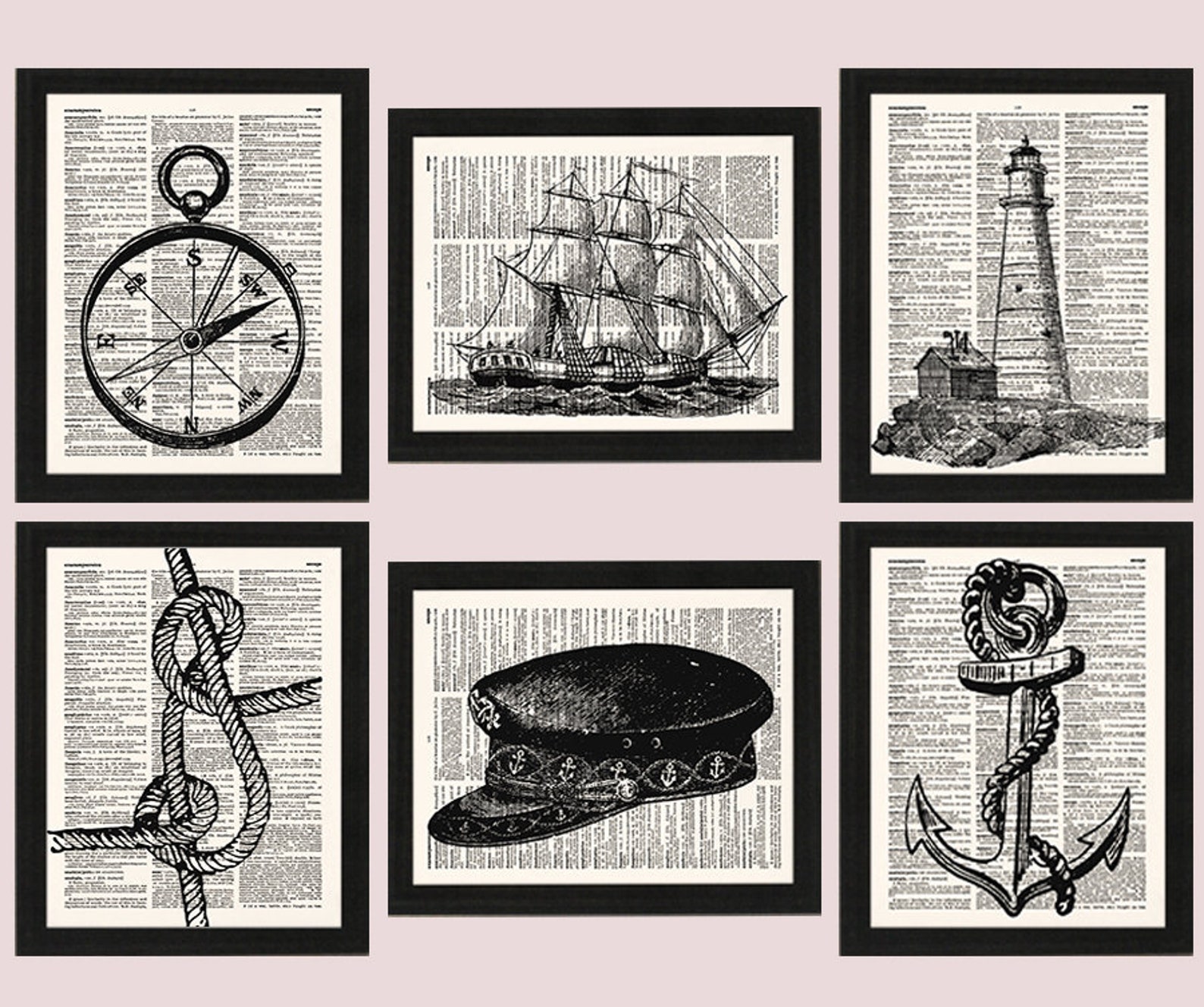 Vintage Nautical Wall Decor Prints Sailing Retro Wall Art Etsy UK
