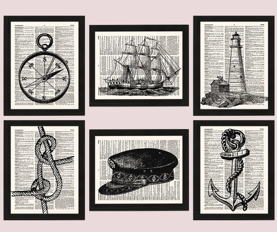 Vintage Nautical Wall Decor Prints Sailing Retro Wall Art Etsy Australia