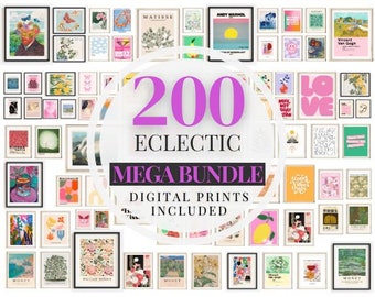 Bundle Wall Art Prints, 200 Digital Eclectic Decor, Gallery Wall Art Set, Cottage Decor, Modern & Colorful Prints, Printable Art Posters