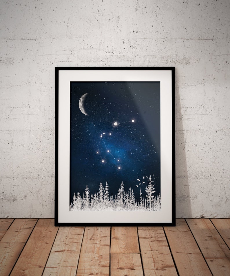 Zodiac Gifts Wall Art Zodiac Constellation Poster Etsy