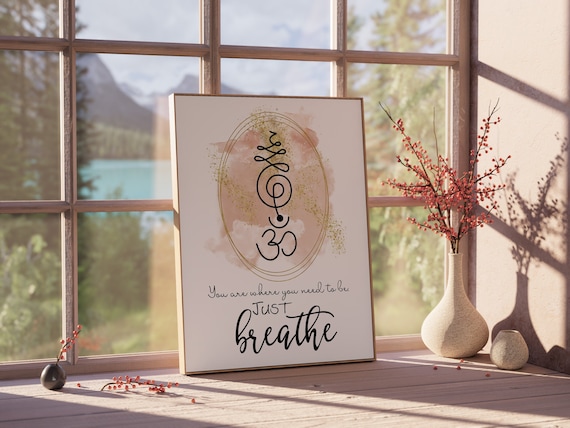 Motivational Yoga Quote Wall Decor, Yoga Art Print, Inspirational Wall Art, Namaste, Yoga Studio Decor, Breathe Yoga Print, Buddha Wall Art