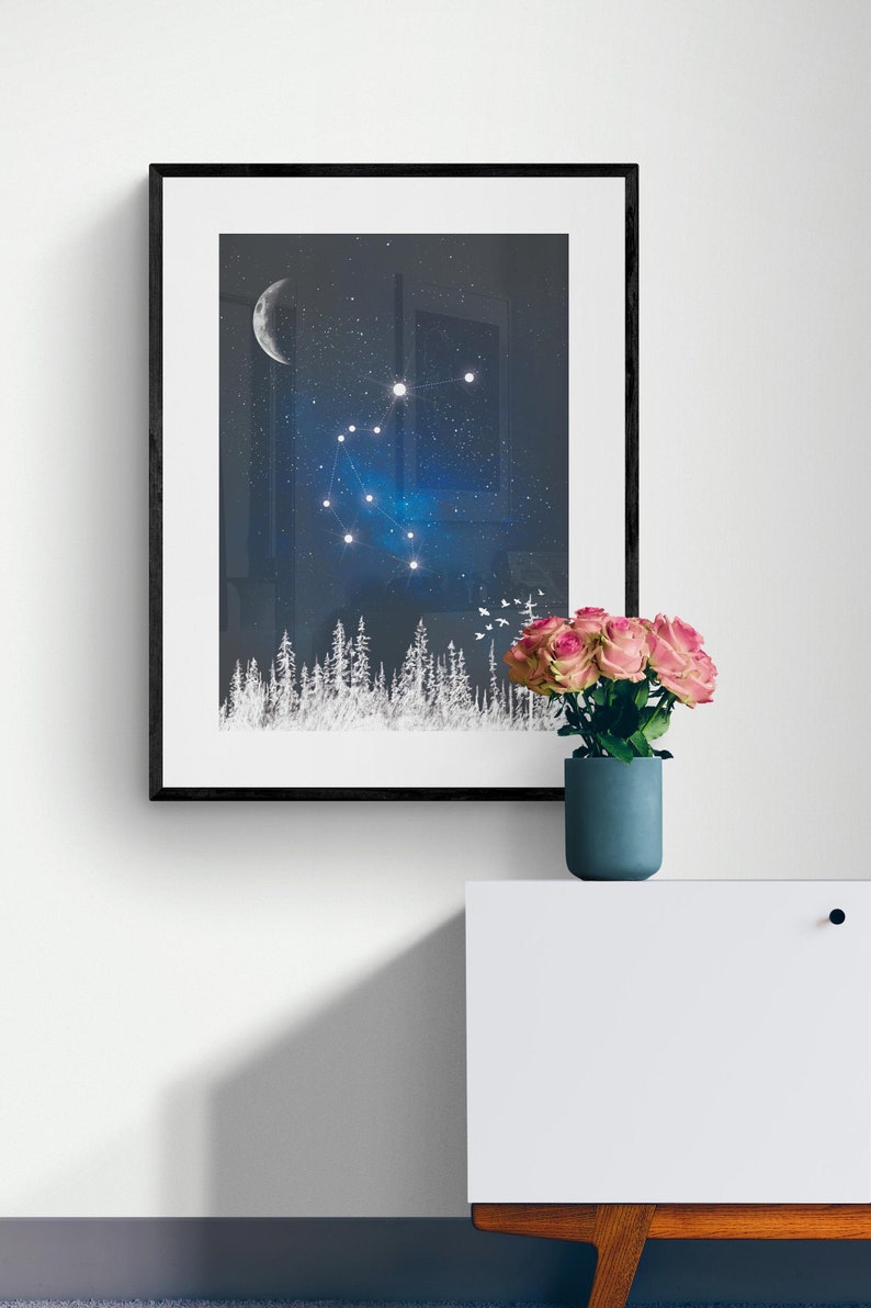 Zodiac Gifts Wall Art Zodiac Constellation Poster Etsy