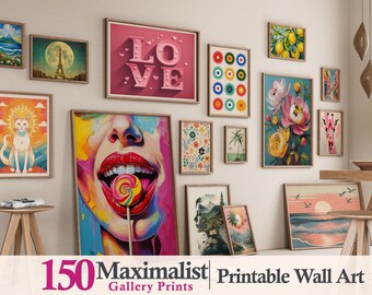 SALE 150 Maximalist Gallery Wall Set, Mega Bundle, Eclectic Wall Art, Maximalist Decor, Trendy Prints, Printable Posters, Gallery Wall Art