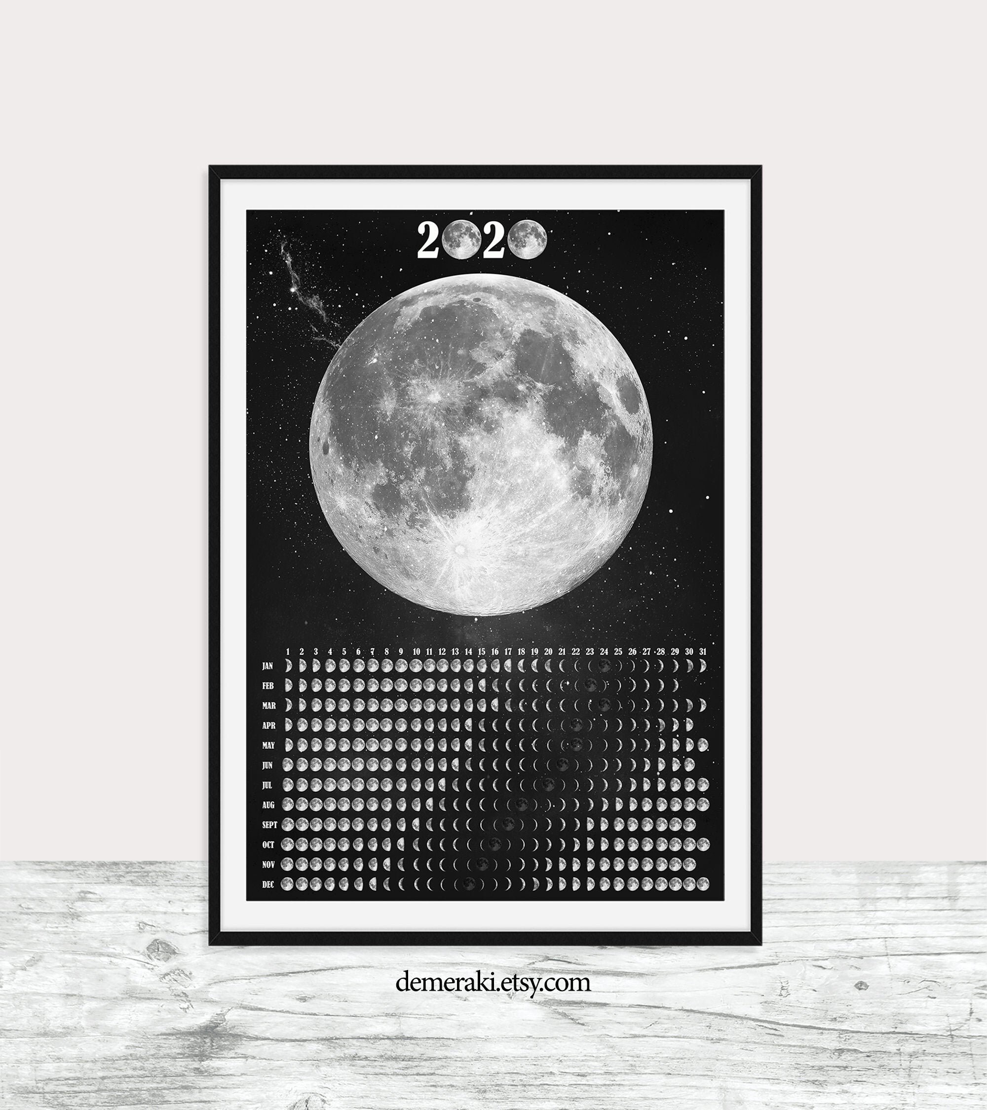 Moon Phase Wall Calendar 2025 
