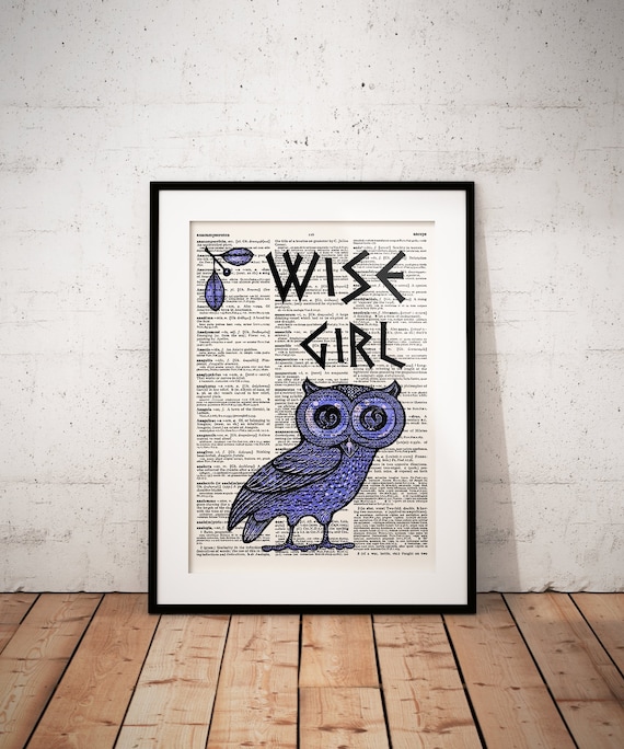 Childrens Book Art, Greek Mythology, Athena, Bookish Gift, Owl Decor, Dictionary Wall Print, Book Print, Kids Room Art