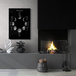 Moon Phases Wall Art Print, Witch Gift Poster, Celestial Decor, Galaxy Wall Art, Lunar Phases Art, Spiritual Decor image 2