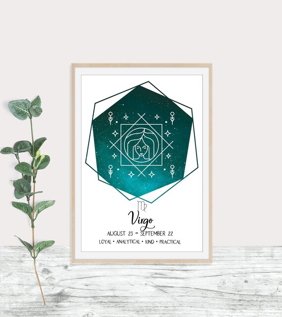 Virgo Zodiac Sign Art Zodiac Birthday Gift Zodiac Poster Etsy
