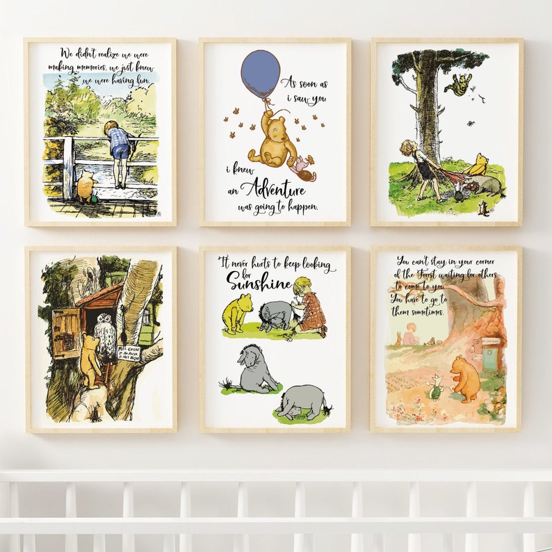 Classic Winnie The Pooh Nursery Art Prints Set of 6 Prints Etsy