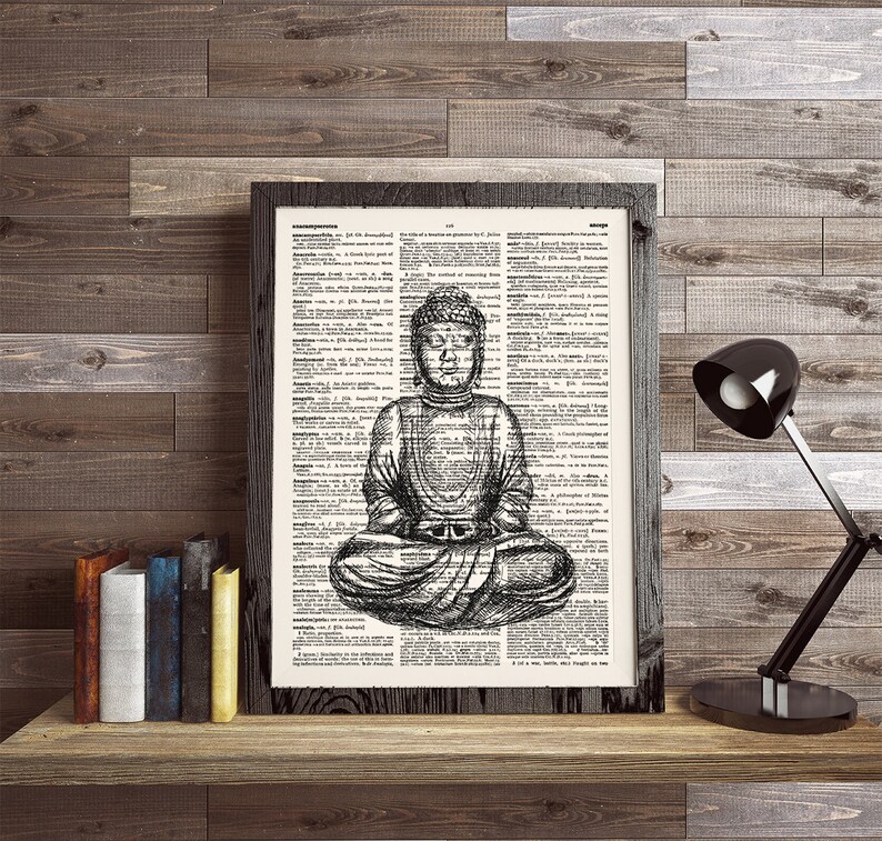 Buddha Wall Art Print Dictionary Page Print Spiritual Gift Etsy
