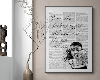 Les Miserables Poster, Typography Print, Music Poster, Cosette, Book Lover Gift, Victor Hugo Quote, Dictionary Art Print