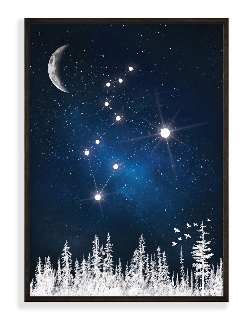 Zodiac Gifts Wall Art Zodiac Constellation Poster Etsy