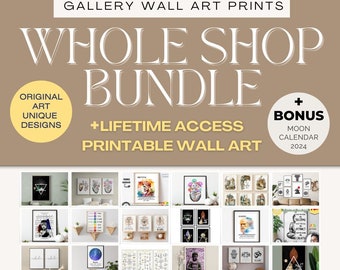 WHOLE SHOP BUNDLE Wall Art Prints - Printable Digital Posters - Gallery Wall -  Mega Bundle  Mix Set - Digital Download