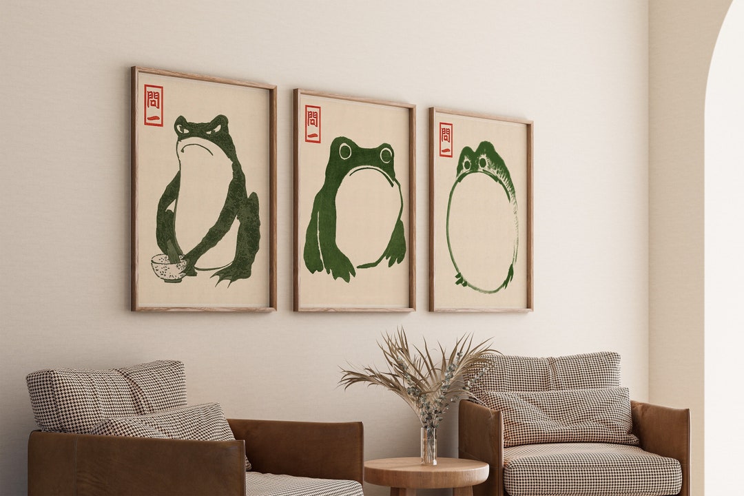 Vintage Japanese Frog, Matsumoto Hoji Set of 3 Prints, Digital Download ...