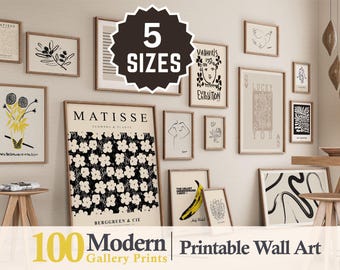 100 Modern Gallery Wall Prints, Neutral Wall Set, Boho Printable Art, Scandinavian Prints, Downloadable Prints Abstract, Digital Wall Prints