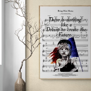 Broadway Poster, Les Miserables, Book Lover Gift, Book Cover Print, Music Sheet Wall Art, Literary Quote Wall Decor