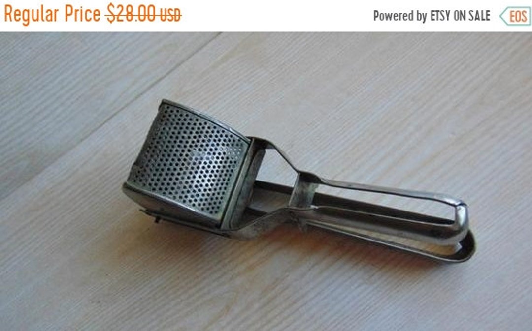 ON SALE Vintage Metal Potato Ricer , Hand Potato Press , Old Tomato