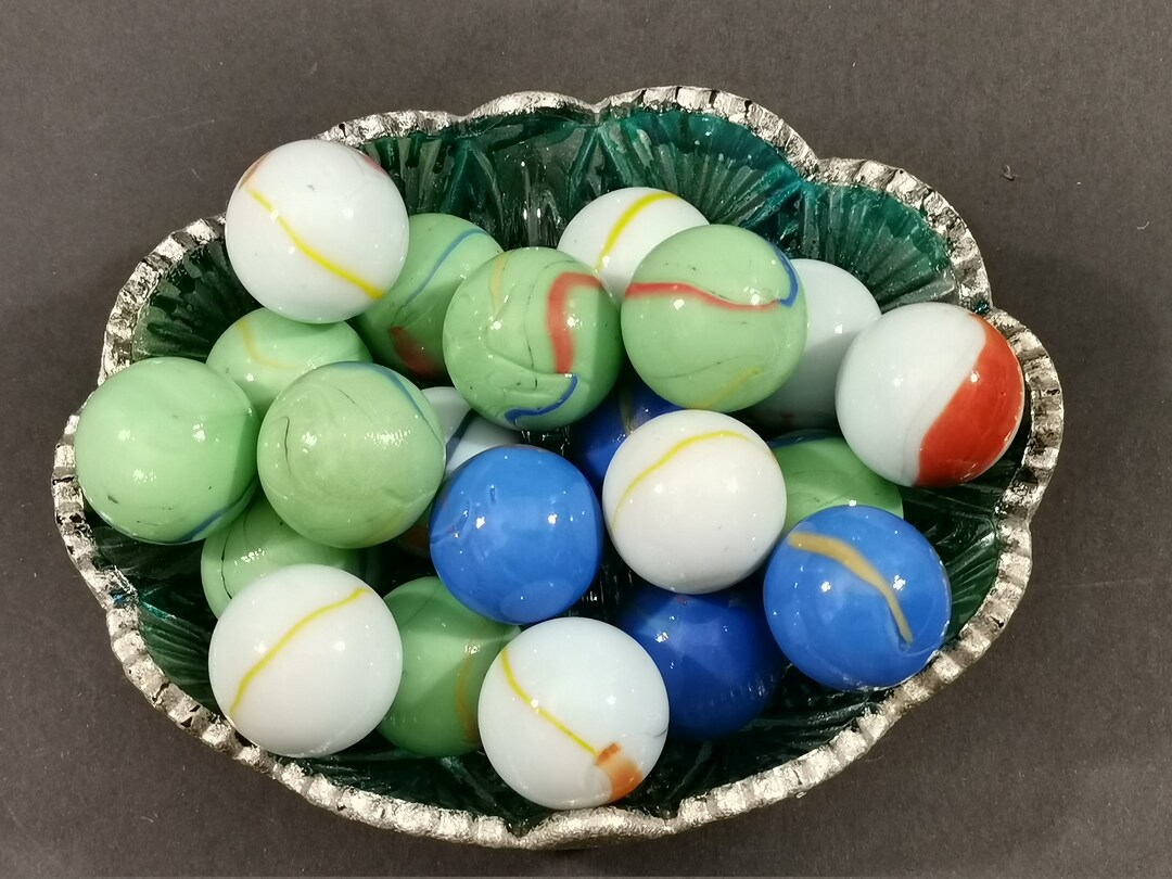 Lot of 20 Opaque Glass Marbles, Vintage Glass Marbles, Collectible