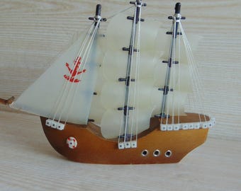 Old Wooden Model Boat , Wooden sailing boat model, Ship model, Nautical decor, Wooden sail boat, Model sailing boat, Ship decor