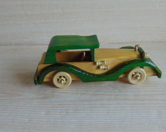 Wooden Retro Car Toy, Handmade Wood Car, Vintage wooden car toy, Retro wooden car, Retro automobile, Wooden toy car