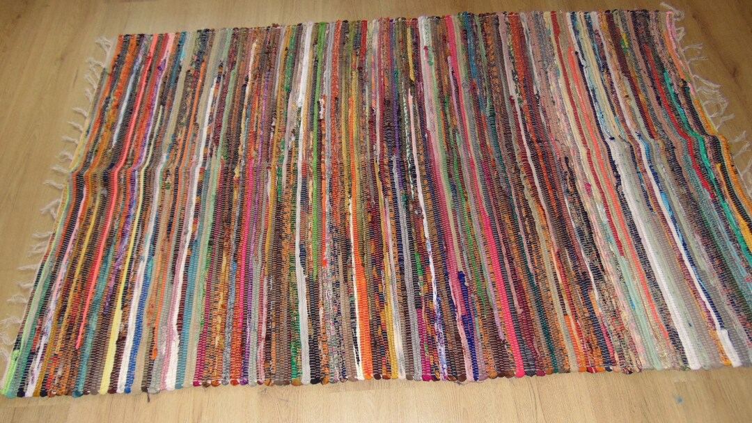 Large Handmade Rag Rug Runner 120x200cm, Colorful Cotton Rug, Etsy