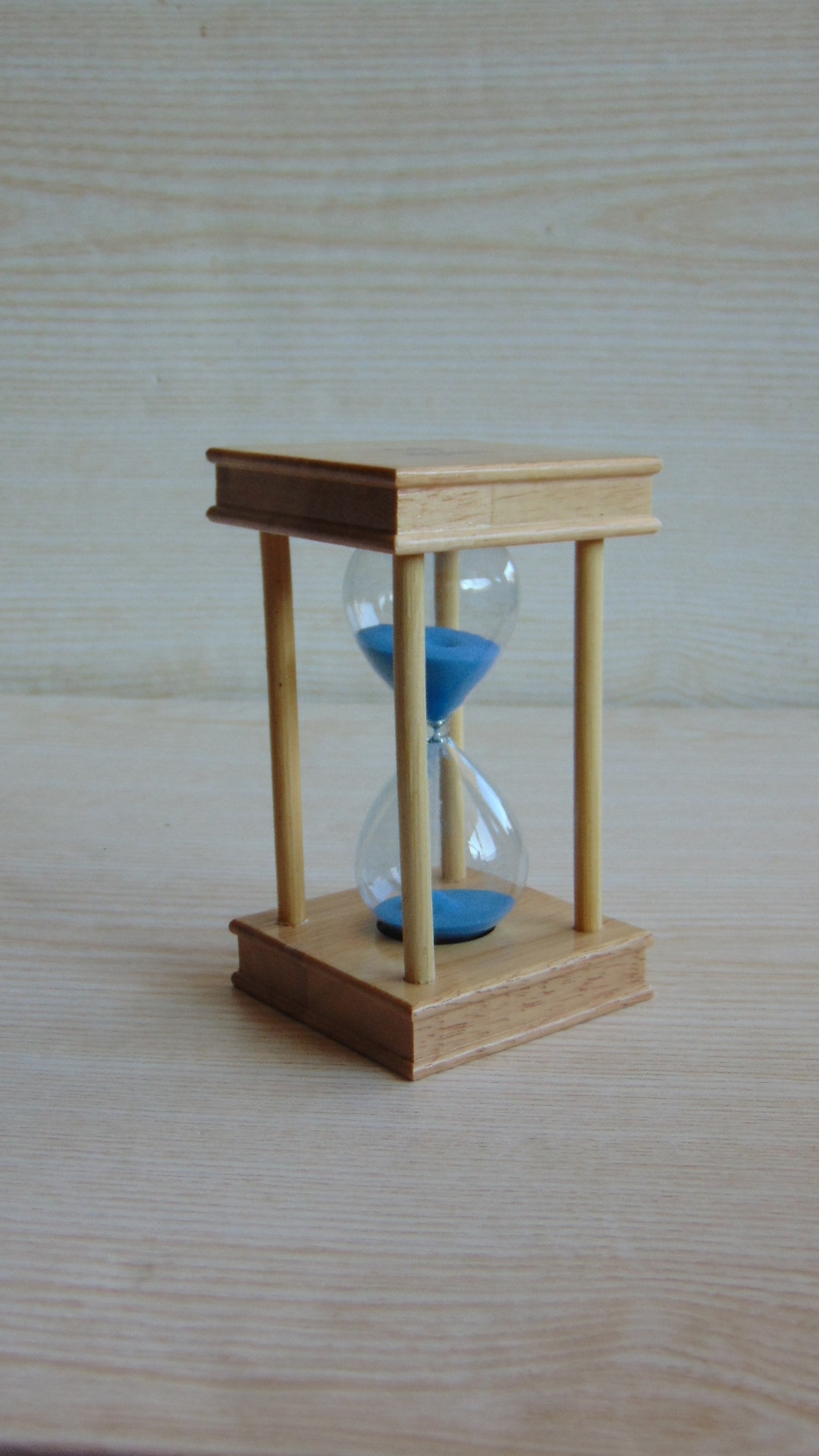 ON SALE Vintage wooden hourglass Wooden hourglass with blue Etsy
