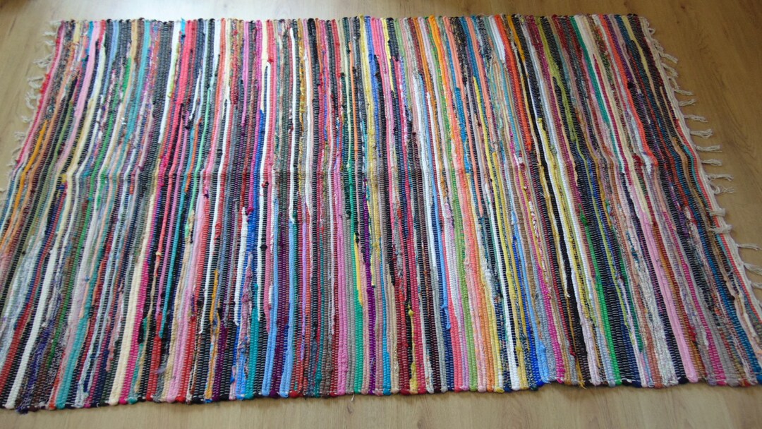 Large Handmade Rag Rug Runner 120x200cm Colorful Cotton Rug Etsy UK