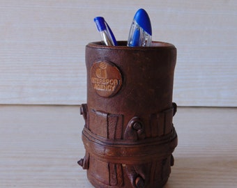 Vintage  Pencil organizer, Leather Pencil Holder, Handmade Leather Pencil Holder ,Desk Accessories ,Vintage Decoration