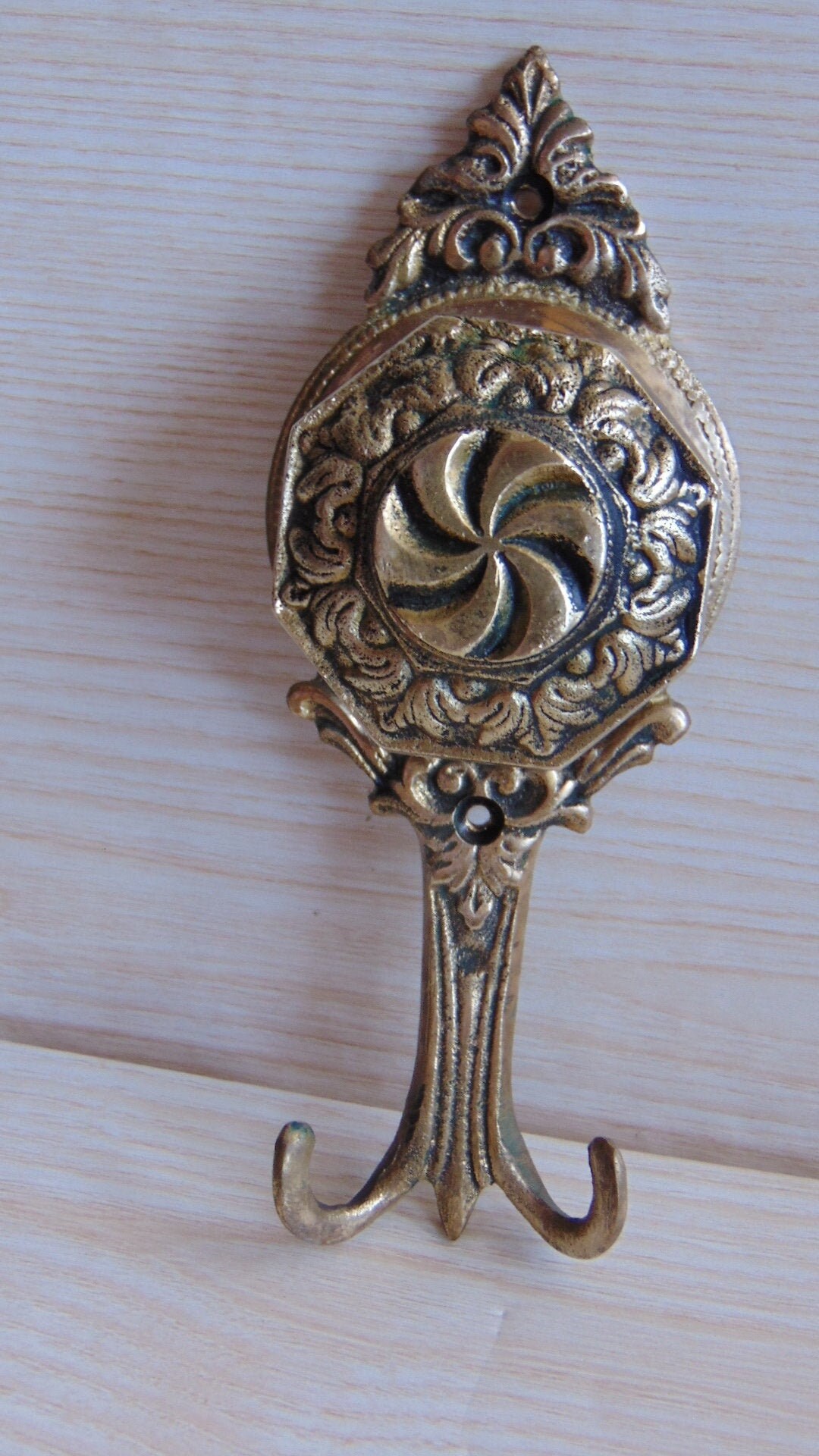 Large Vintage Brass Coat Hook ,vintage Brass Coat Hanger ,brass Coat