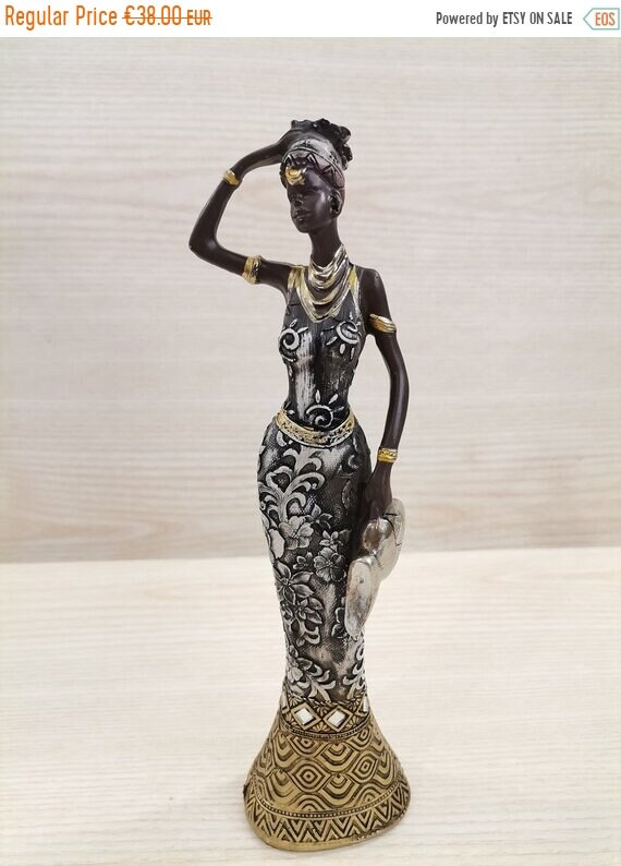 ON SALE Vintage Figurine Woman African Woman Statue Ethnic Etsy