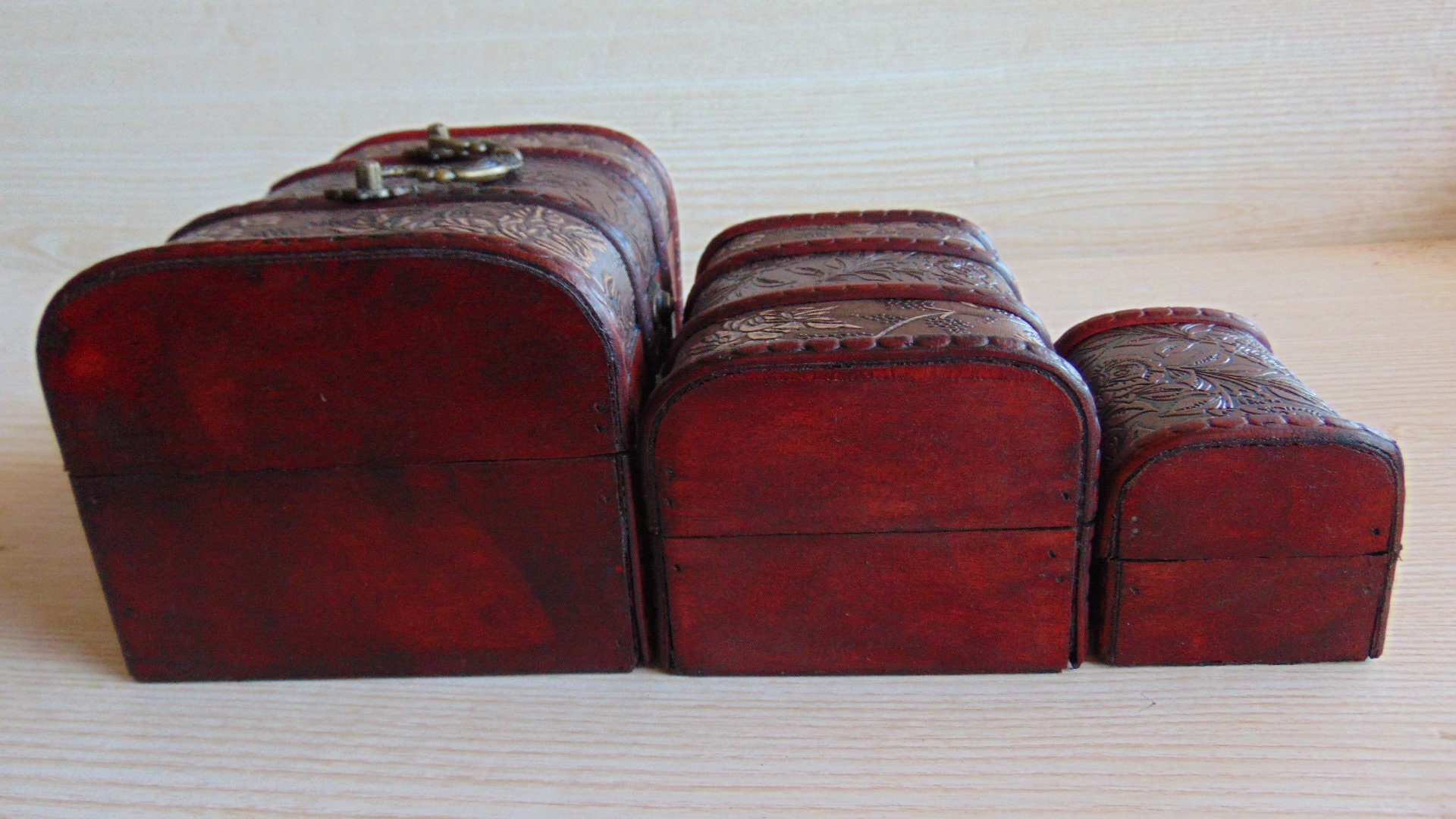 EN VENTA Conjunto de 3 cofre de madera vintage caja de madera | Etsy