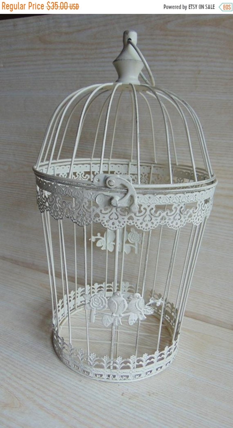 On Sale Vintage Decorative Metal Birdcage Table Decor Shabby Etsy