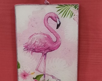 Handmade Glass Card, Glass Art , Flamingo Card, Glass Birthday Card , Greeting Cards , Gift for Her