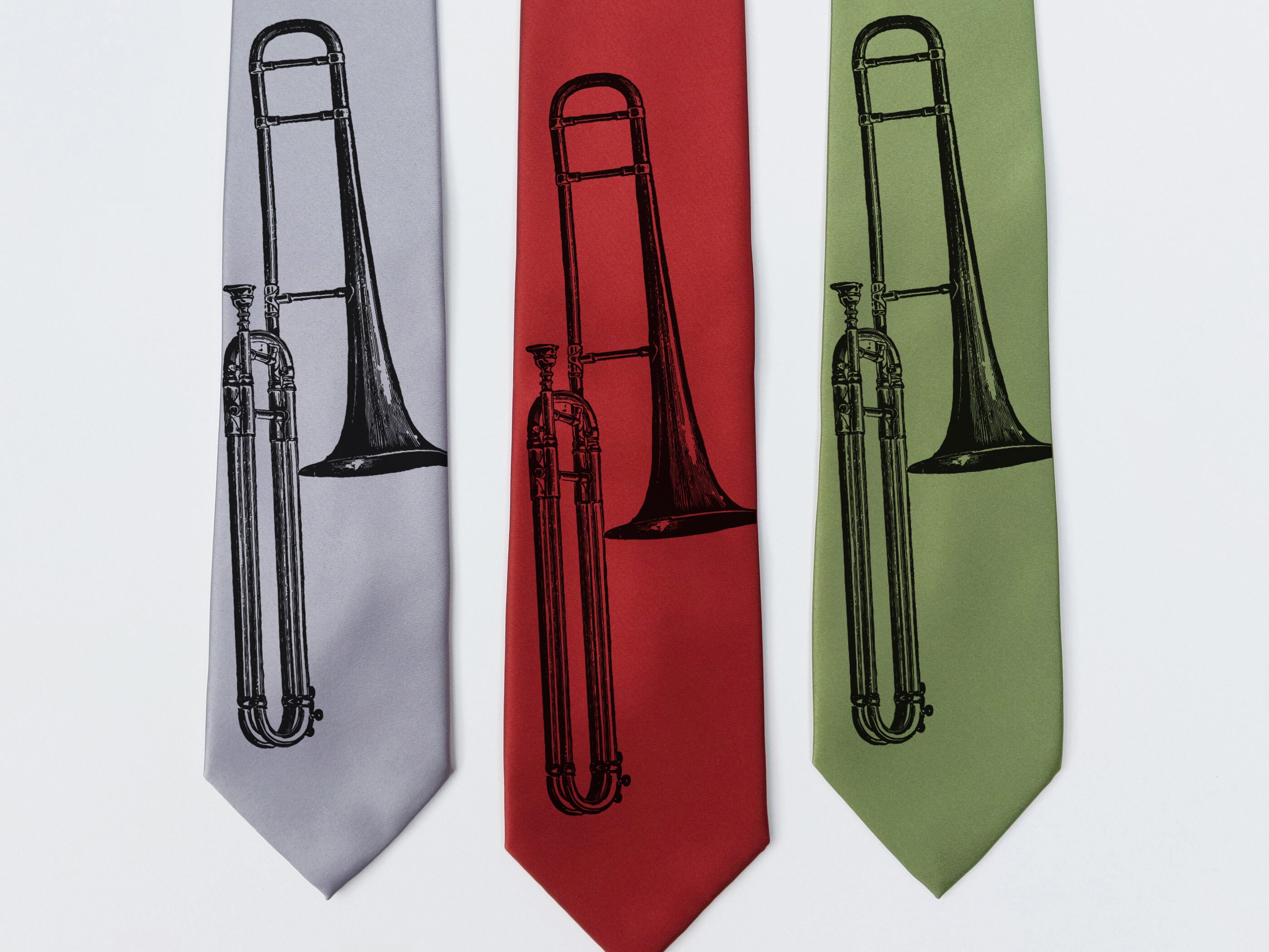 Trombone Tie Screen printed necktie gift Etsy
