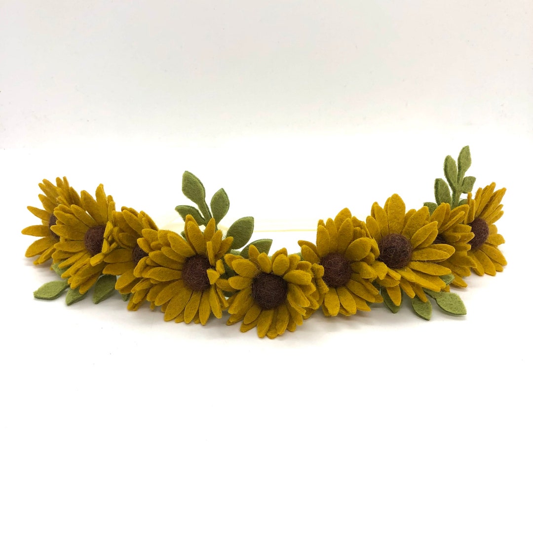 Sunflower Felt Flower Crown Sunflower Headband Sunflower Etsy