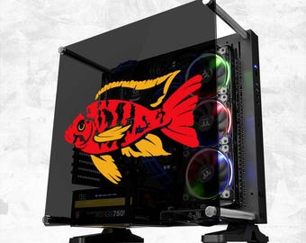 ORG - African Cichlid Aquarium Fish Vinyl Decal Transfer (Car Window Glass Acrylic Laptop PC Computer Tower Case Multi Color Art Decor)