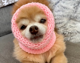 ANY Color! XS Extra Small Knit Dog Snood Scarf Hat