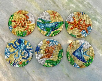 Rhinestone Tropical Marine Coasters