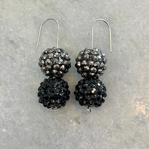Black and Silver Rhinestone Earrings