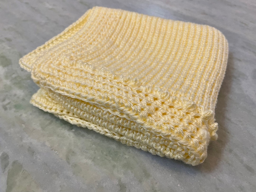 Hand Knit Baby Girl Boy Blanket Yellow Crochet Handmade Etsy
