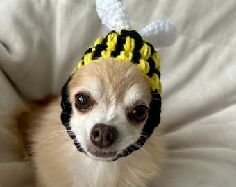 ANY Size! Bumble Bee Dog Hat * Handmade Crochet * Size XS, Small, Medium, Large, Extra Large * Puppy * Cat * Halloween Costume