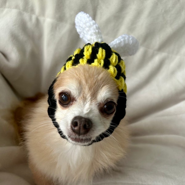 ANY Size! Bumble Bee Dog Hat * Handmade Crochet * Size XS, Small, Medium, Large, Extra Large * Puppy * Cat * Halloween Costume